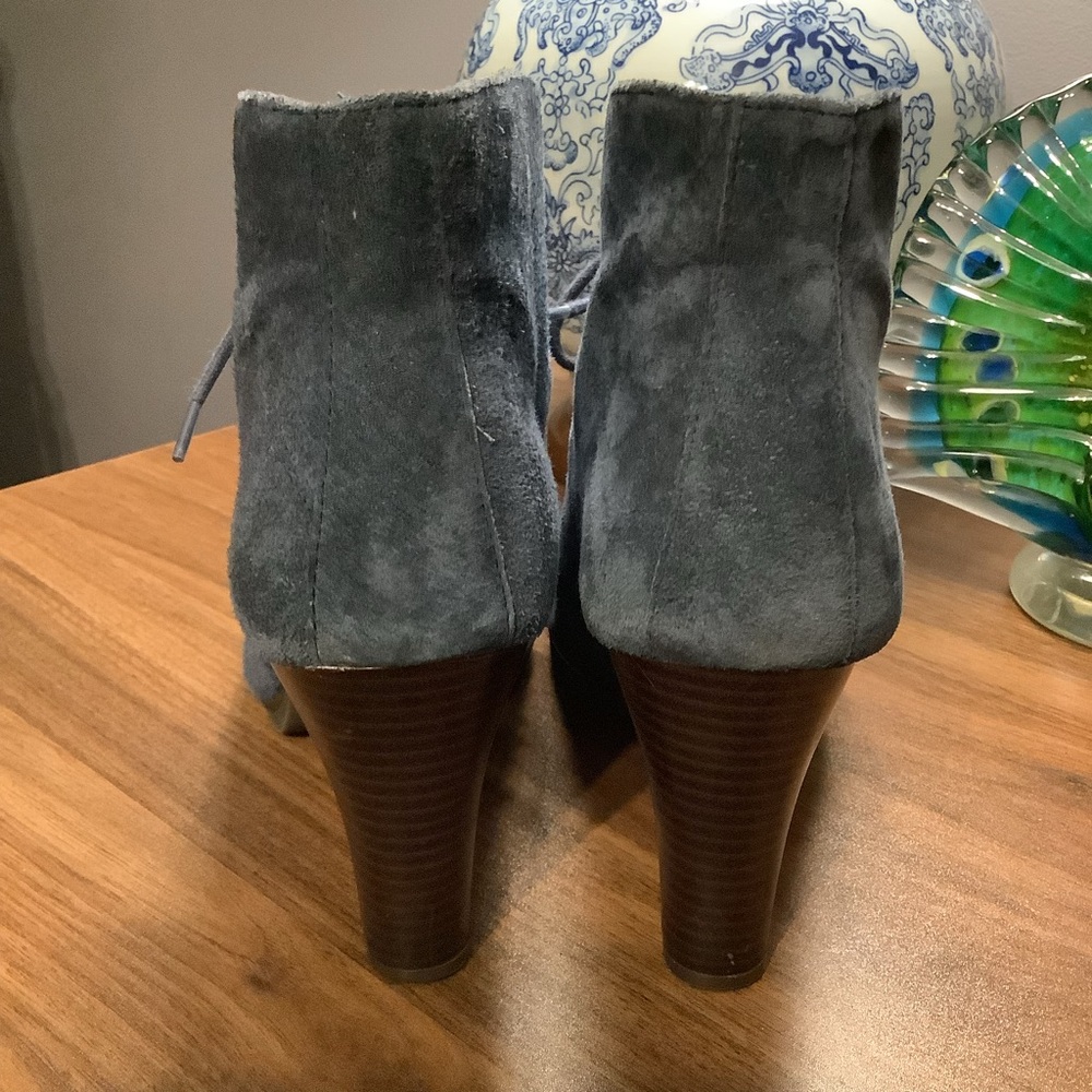 White Mountain Women's Blue Suede Lace Up Boots - Picture 7 of 9